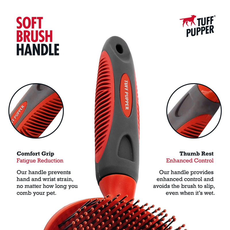 Tuff Pupper Round Bristle Soft Brush for Dogs and Cats | Gentle Grooming for Short or Long Hair | Soft Pin Tool for Sensitive Skin | Detangle & Remove Loose Fur | For Dematting & Detangling Undercoat Soft Bristle Brush - PawsPlanet Australia