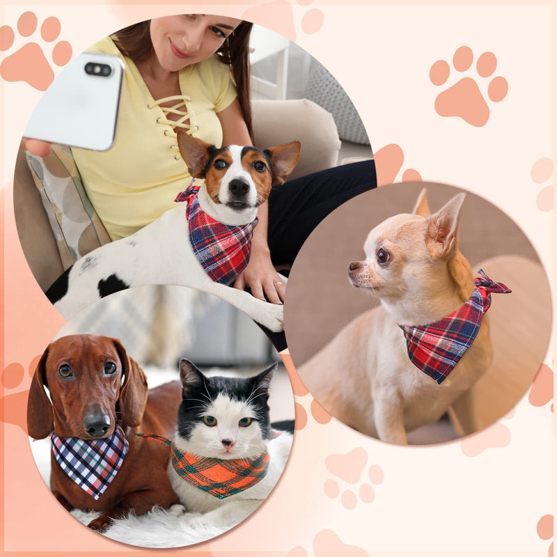 Tegeme 50 Pcs Christmas Triangle Pattern Dog Accessories - Washable Bandanas with Drool Guards for Small to Large Dogs. Boys & Girls, Christmas, Plaid - PawsPlanet Australia