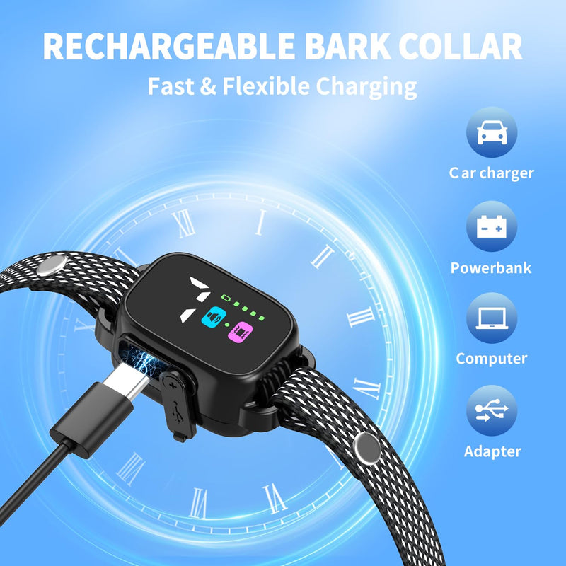 Anti-Bark Collar for Small Dogs, No Shock Anti Barking Collars with 7 Sensitivities, 3 Adjustable Modes Beep & Vibration, IP67 Waterproof - Effective & Humane, Premium Black - PawsPlanet Australia