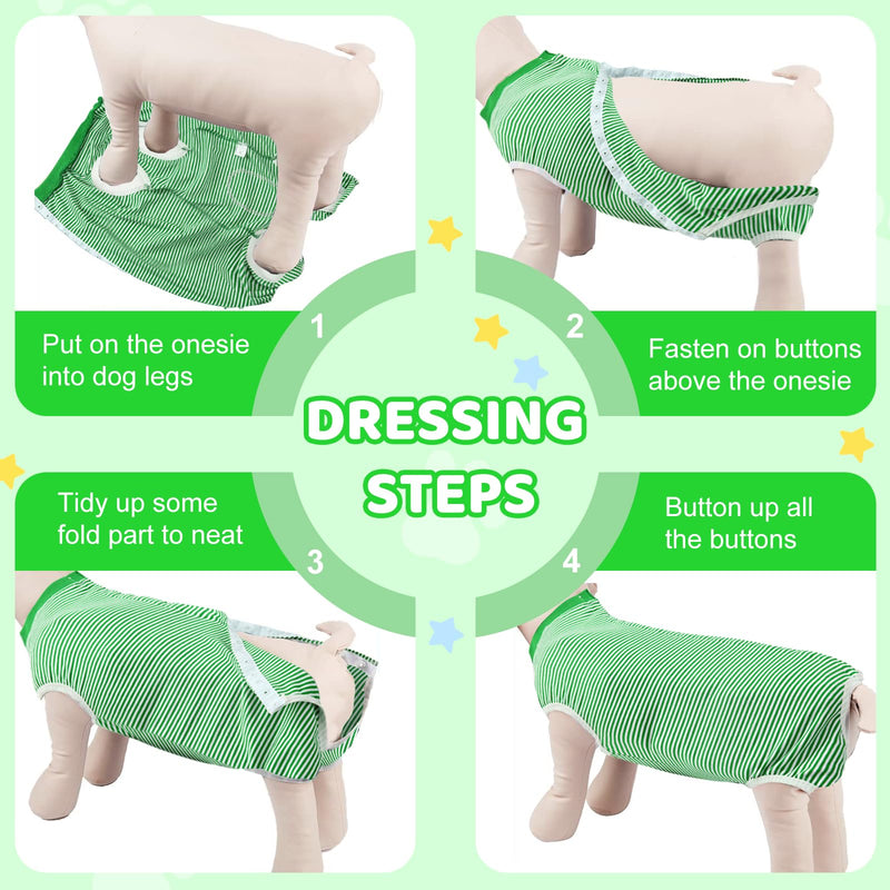 AURUZA Dog Recovery Suit After Surgery, Soft Breathable Dog Onesie for Surgery Female Male, Anti Licking Dog Surgical Suit (Green Stripey,XL) - PawsPlanet Australia