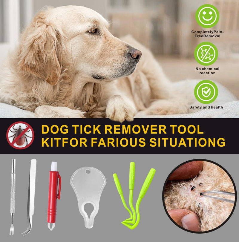 Tick Removal Tool for Dogs, Stainless Steel Tick Tweezers Remover Tick Key Remover Tool Kit, 4 Pack Quick & Safe Tick Twister Remover for Dogs Cats Human - PawsPlanet Australia