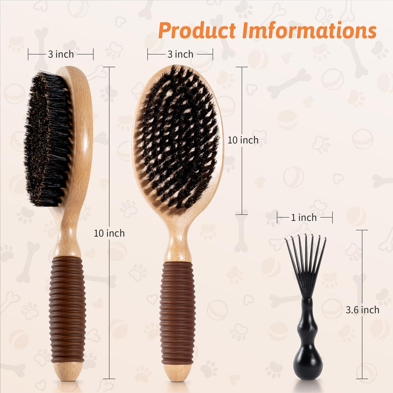 Boar Bristle Pet Brush for Short Haired Dogs and Cats, Dog Cast Hair Brush for Shedding with Beech Wood Handle and Non-Slip Rubber Boar Bristle for Short Haired - PawsPlanet Australia