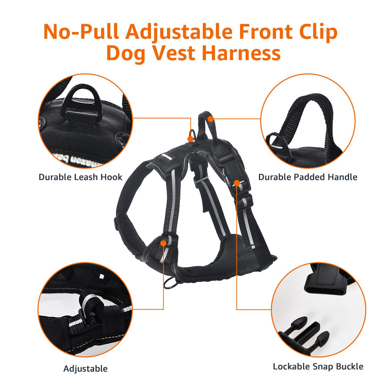 Amazon Basics No-Pull Dog Harness, Adjustable Soft Padded Vest with Reflective Stripes, X-Large, Black - PawsPlanet Australia