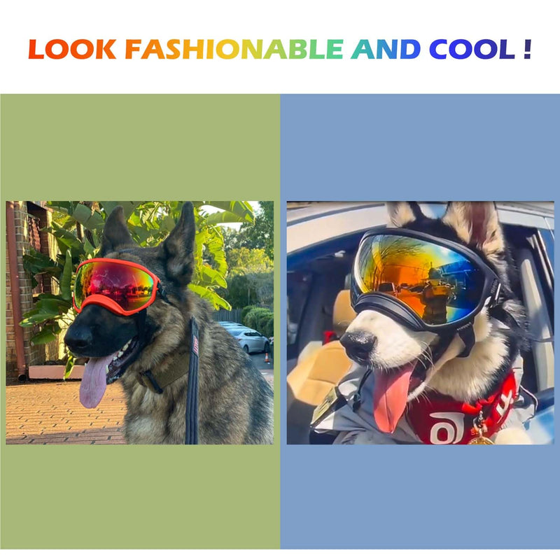 Dog Sunglasses with Adjustable Strap, UV Protection, Winproof Puppy Sunglasses, Suitable for Dogs Eyes Protection,Soft Dogs Goggles Large Black Frame Colored Lenses - PawsPlanet Australia