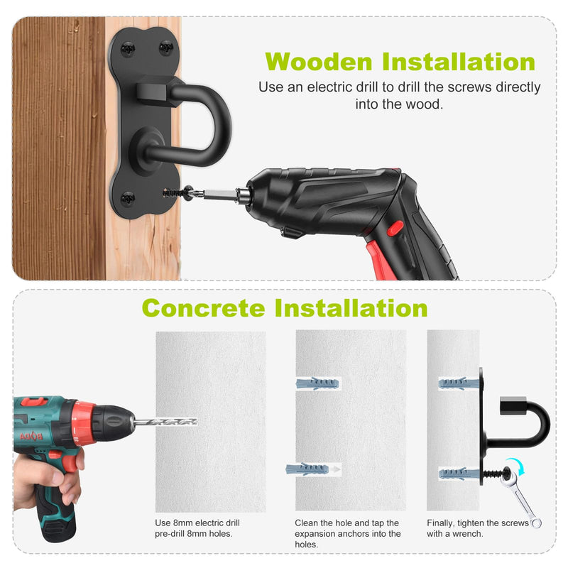 BeneLabel 2Pack Dog Leash Hooks for Wall Black Dogs Leash Holder Wall Mount Dog Hook for Leashs for Indoor & Outdoor Use - Secure and Escape-Proof Hook for Dogs Leashs Storage 2 Pack - A - dog leash hook - PawsPlanet Australia