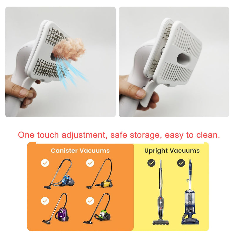 Dog Cat Brush for Shedding and Grooming,Self Cleaning Slicker Brush,Massage the skin,Easy to Clean Comb for Long or Short Haired Pets,Also use with Vacuum,Compatible with Vac 32&35mm - PawsPlanet Australia