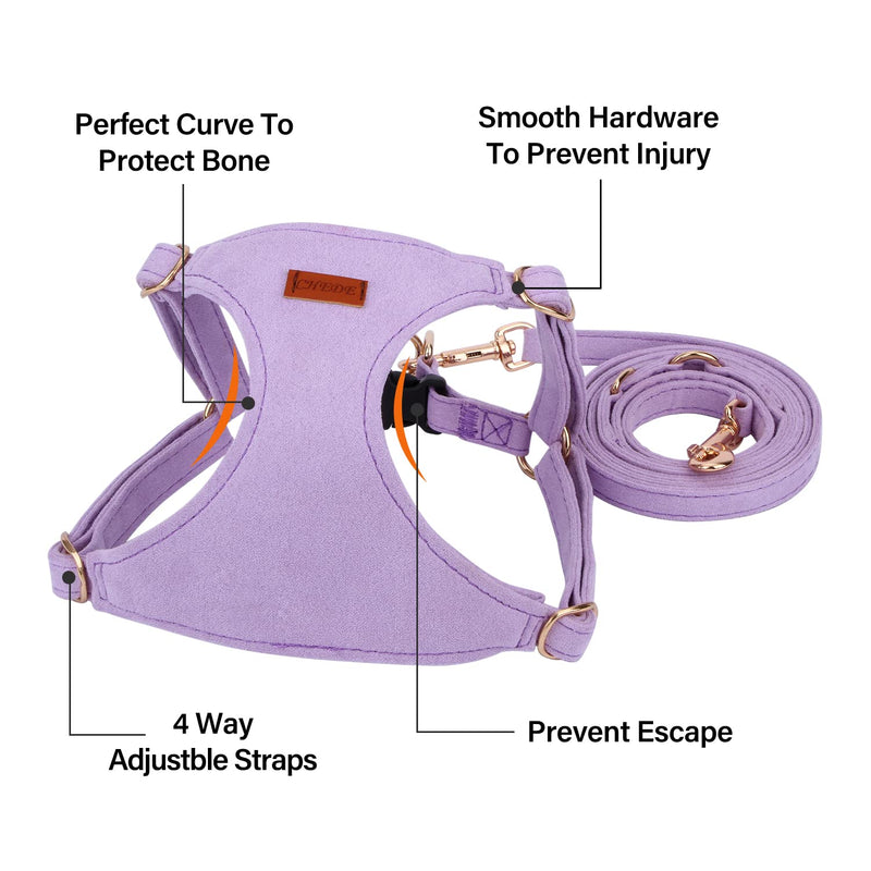 CHEDE No Pull Puppy Harness and Multifunction Dog Leash Set- 8 Colors Soft Adjustable No Choke Escape Proof Cute,Lightweight Pet Vest Harness for Small and Medium Dog (S, Purple) S - PawsPlanet Australia