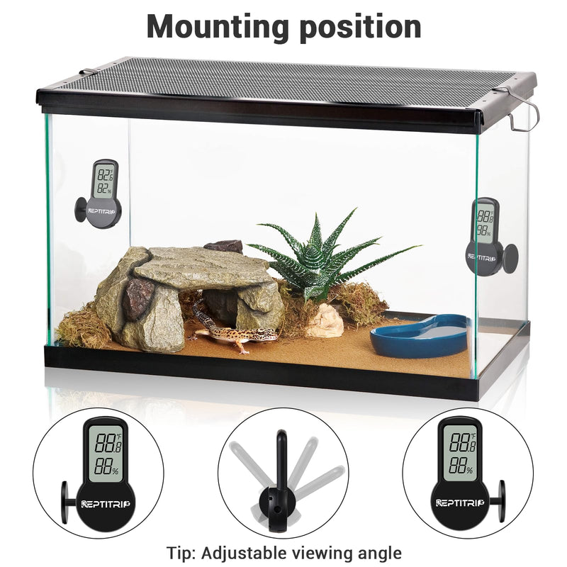 Reptile Thermometer, Hygrometer for Reptile Tank, Hygrometer Thermometer with Digital LCD Display, Support for Fahrenheit and Celsius, with Two Batteries - PawsPlanet Australia