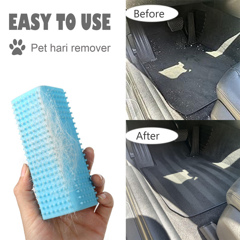 2 Pieces Pet Dog Cat Hair Remover, Block Roller Cleaner, Hollow Silicone Cleaner Brush for Sofa, Car Interiors, Furnishings, Carpets, Bedding or Any Fabric (Orange, Blue) A-blue and orange - PawsPlanet Australia
