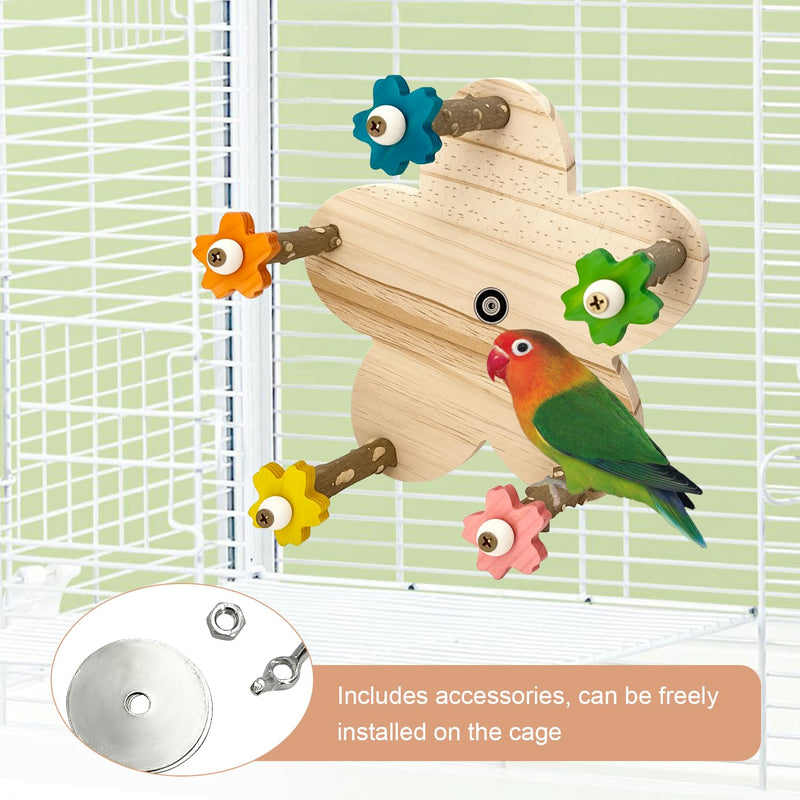 Parakeet Toys, Natural Wood Perch with 5 Branches, Unique Durable Avian Cage Accessories for Parakeets, Cockatiels, Budgerigars, Conures, Lovebirds
