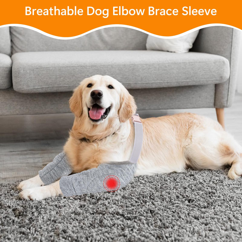 Dog Elbow Protector for Calluses, Adjustable Dog Elbow Pads Leg Sleeve to Prevent Licking Biting on Joints, Breathable Dogs Front Leg Brace Wound Cover for Small Medium Large Dogs Beige Sushi L