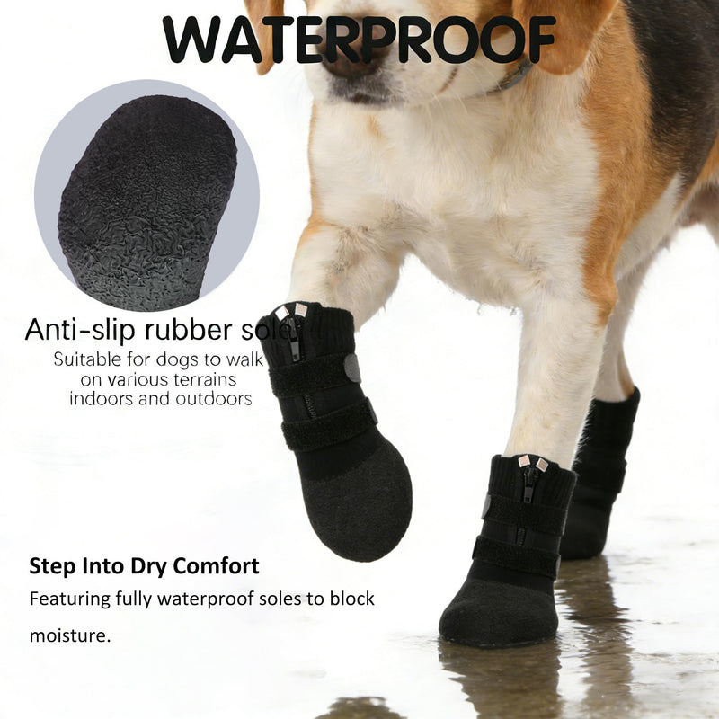 Anti Slip Dog Socks Boots with Zipper,Waterproof Dog Shoes to Prevent Licking Paws,Winter Snow Rain Days/Hot Pavement Protection for Small Medium Large Senior Dogs Black XL - PawsPlanet Australia