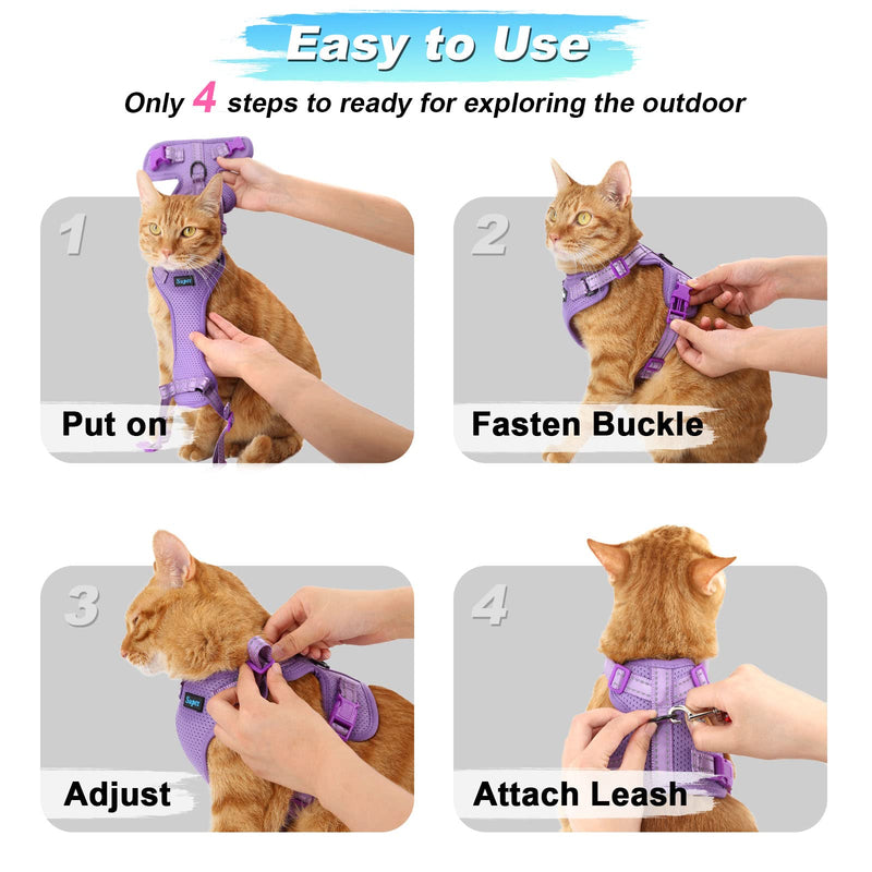 Supet Cat Harness and Leash Set for Small to Large Cats Adjustable Cat Vest Harness with Reflective Trim Universal Cat Leash and Harness for Cats/Puppies Medium (Chest: 17.5" - 19.5"） Lightblue - PawsPlanet Australia