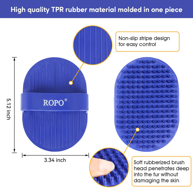 Dog bath brush, ROPO rubber massage pet shampoo brush, used for pet grooming, removing shedding fur, combing tangles and dead fur, suitable for pet dogs and cats (blue) blue - PawsPlanet Australia