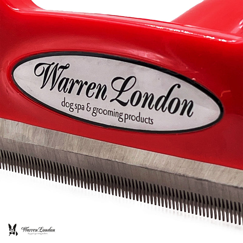 Warren London Deshedding Brush for Dogs – Large Short-Hair | 4-in Stainless-Steel Undercoat Rake Reduces Shedding Up to 95% | Gentle Skin-Safe Comb, Quick-Clean Release, Non-Slip Ergonomic Grip Short Hair | Large - PawsPlanet Australia
