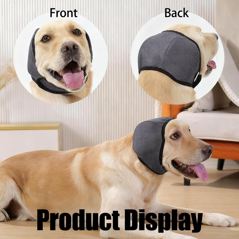 Dog Ear Protectors,Waterproof & Warm Noise-Reducing Calming Hood,Black Adjustable Dog Ear Defenders for Grooming,Bathing and Swimming,Dogs Ear Covers for Noise Thunder Fireworks,Size S