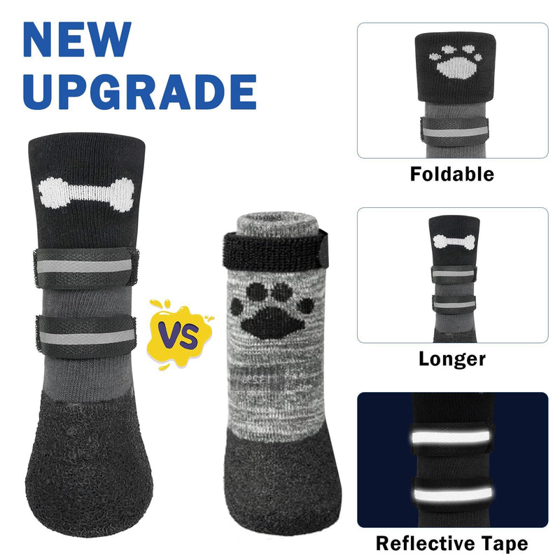 SCENEREAL Anti Slip Dog Socks Boots, Dog Shoes for Hot/Cold Pavement Snow Rain Days, Waterproof Grip Doggy Booties for Hardwood Floor, Winter Paw Protectors for Small Medium Large Senior Old Dogs XL(2.73"x2.32")(Paw L*W) Black