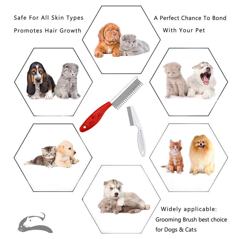 Pet Comb for Dogs & Cats,Small Dog & Cat Grooming Comb 3 Combs,Pet Long & Short Stainless Steel Teeth Shedding Comb for Removing Matted Fur, Knots & Tangle(3pack) - PawsPlanet Australia