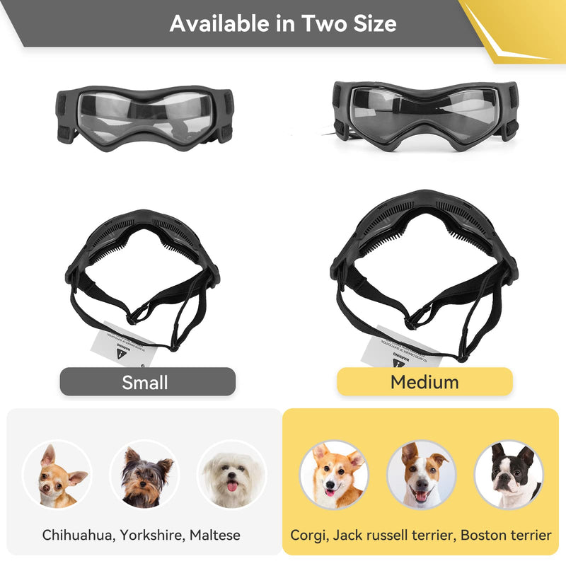 Dog Goggles Dog Sunglasses for Medium Breed UV Protection Windproof with Adjustable Head Straps Chin Straps for Ride Car/Hiking Travel/On Beach-Black Black - PawsPlanet Australia