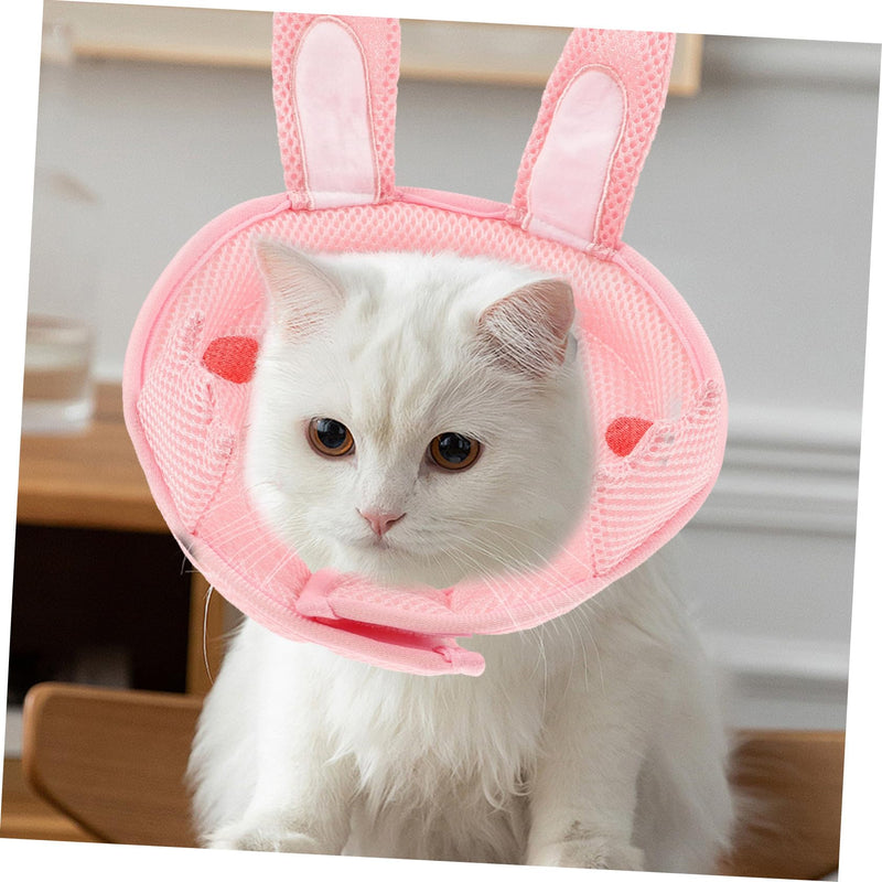 VICASKY Recovery Collar and Prevents Licking, Polyester with Bunny Ears, Breathable, Protects Cats After Surgery, Comfortable and Allows Freedom of Movement