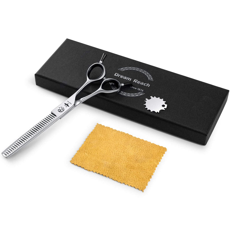PURPLRBIRD 7 Inch Straight Dog Grooming Scissors Pet Thinning Texturizing Shears Professional Safety Blunt Tip Trimming Shearing for Dogs Cats Face Paws Limbs Japanese Stainless Steel Silver 7.0"Thinning - PawsPlanet Australia