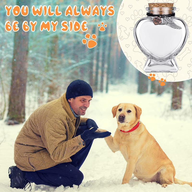 Eaasty 2 Sets Memorial Bottle for Pet Hair, Pet Fur Keepsake Fur Memorial, Clear Dog Cat Fur Keepsake, Pet Memorial Urn Glass Bottles with Cork Stopper (Dog) - PawsPlanet Australia