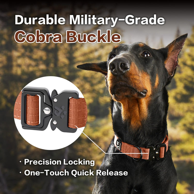 Reflective Dog Collars for Large Dogs, Heavy Duty Tactical Dog Collar with Metal Buckle, Durable Pet Collar Quick Release, Reinforced Nylon No Pull Dog Collar (Canyon Red, L) Canyon Red - PawsPlanet Australia
