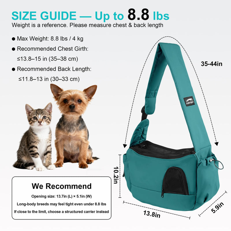 Dog Carrier Sling for Small Dogs & Cats Hand-Free Puppy Sling Purses with Storage Bag and Adjustable Shoulder Strap, Pet Sling Carrier Up to 8.8 Lbs (Blue) Blue Max 8.8lbs - PawsPlanet Australia