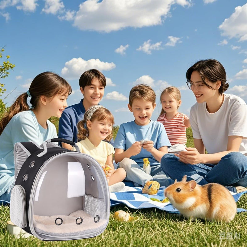 Portable Small Animal Backpack Travel Breathable Pet Carrier Bag Cages for Guinea Pig, Rabbit, Bearded Dragon, Squirrel, Tortoise, Bird, Lizard, Sugar Glider Black - PawsPlanet Australia