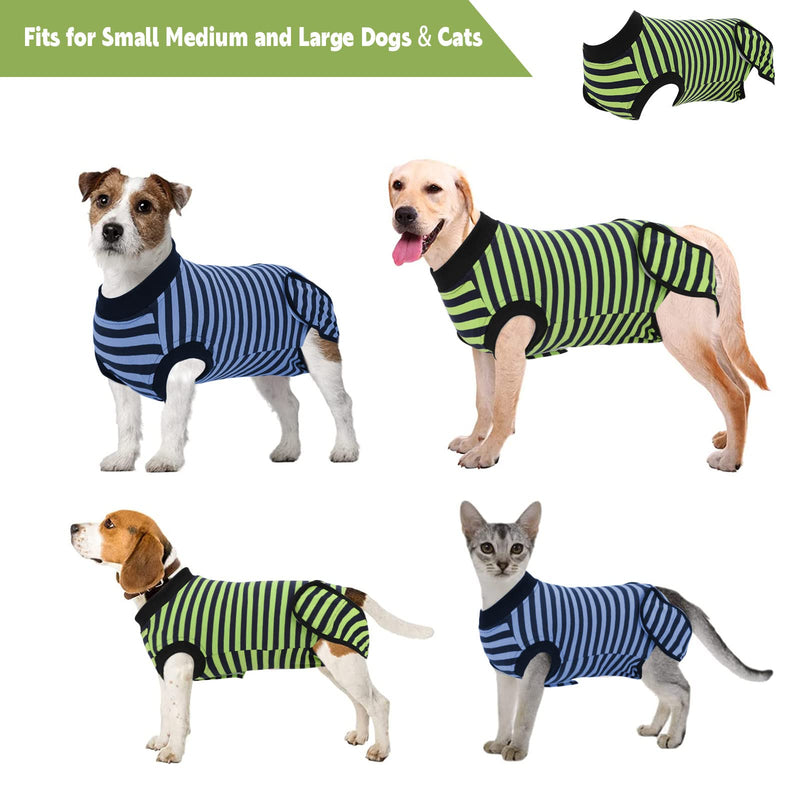 Dog Surgery Recovery Suit 2 Packs, Professional Pet Recovery Shirt Dog Abdominal Wounds Bandages for Male Female Pet Surgical Snugly Suit After Surgery Anti-Licking Dog Onesies XL XL Pack of 2 (Weight 40-70 LB) Blue & Green - PawsPlanet Australia