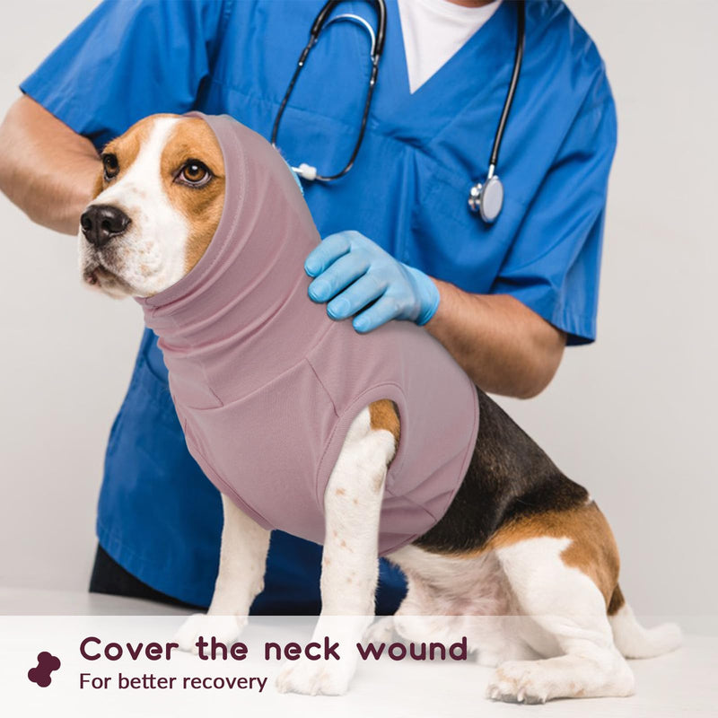 ROZKITCH Dog Neck Protector, Dog Neck Surgery Recovery Suit Surgical Neck Cover Cat Ear Hematoma Wrap Purple S S(Chest: 16.9")