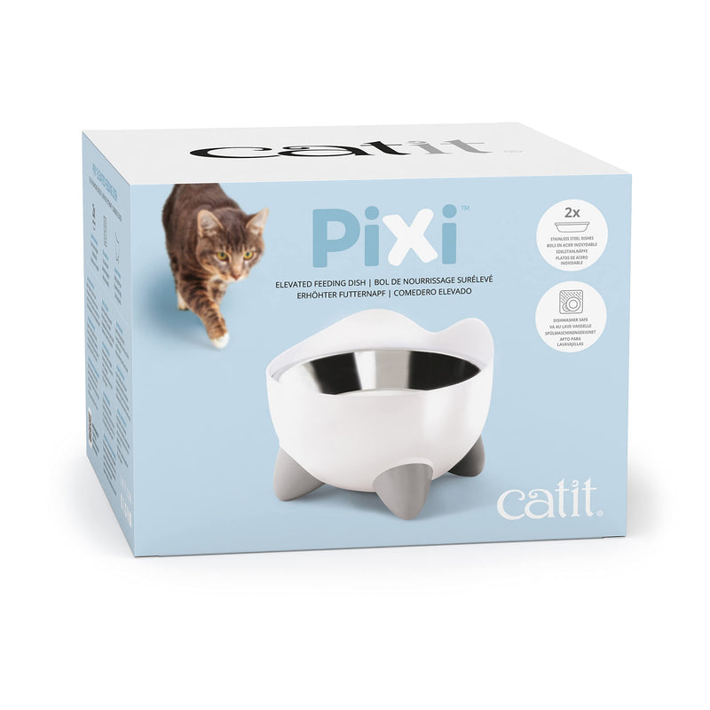 Catit PIXI Elevated Feeding Dish, Whisker Stress Free Food & Water Cat Bowl White - PawsPlanet Australia