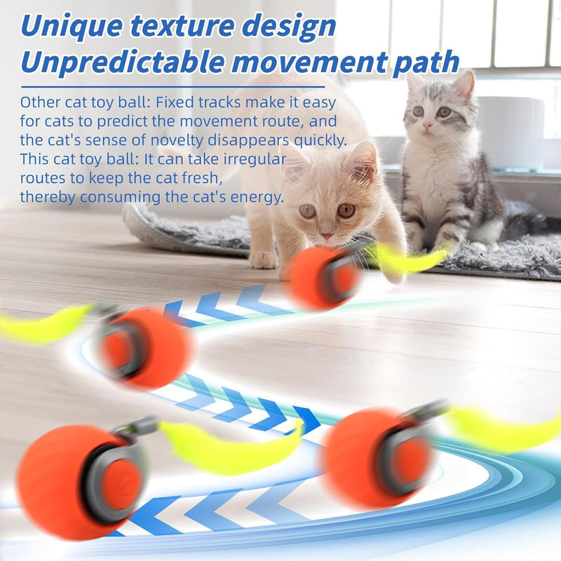 Speedy Tail 2.0, Speedy Tail Cat Toy, 2025 New Generation Interactive Cat Toy, Automatic Moving Cat Toy Ball with Tail, Smart Interactive Cat Toy Ball, Two Speed Adjustment (Orange + Blue) Orange + Blue - PawsPlanet Australia