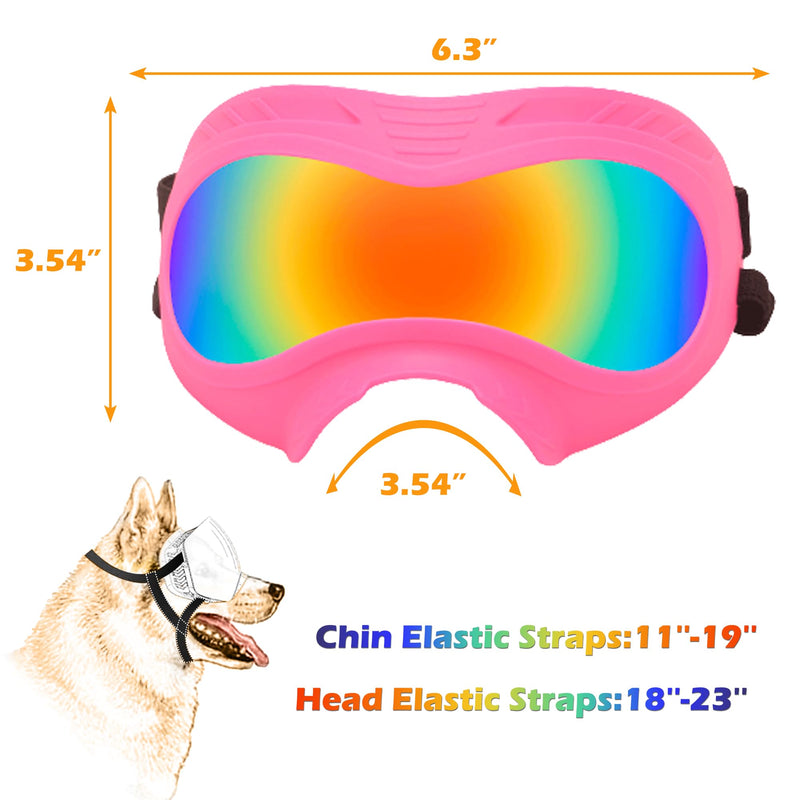 Dog Sunglasses,Doggles Anti-UV Protection, Pet Sunglasses with Adjustable Strap, Suitable for Motorcycle Car Driving Bike Riding Hiking Swimming Wind Dust Fog Dog Eye Protection Pink frame, Red lenses - PawsPlanet Australia