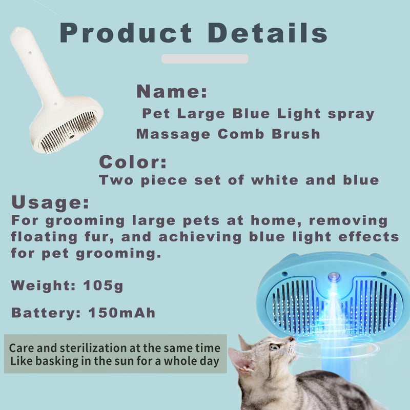 Cat Steam Brush Pet Spray Hair Removal Comb Steam Brush for Shedding & Grooming for Long & Short Haired Pets (2pcs Blue and white) 2pcs Blue and white