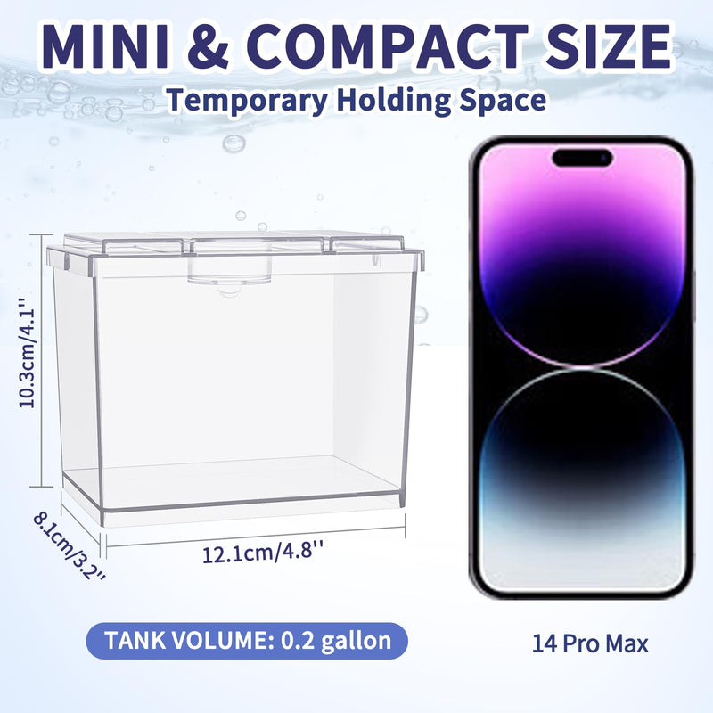 Mini Betta Fish Tank, Small Fish Bowl for Temporary Space, 0.2 Gallon Stackable Cube Tank with Artificial Plants and Gravels for Small Fish, Insect, Shrimp, Crab, Spider. (Pack-1) MiniTank 02 - PawsPlanet Australia