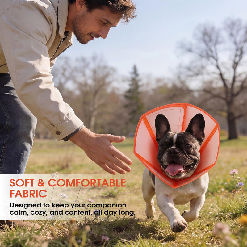 Soft Dog Collar for Large Dogs Comfortable Lightweight Elizabethan Collar Healing, Adjustable Anti-Licking Protection Guard for Wound Care, Spay, Neuter, Orange, Size XL X-Large(Depth: 11.81")