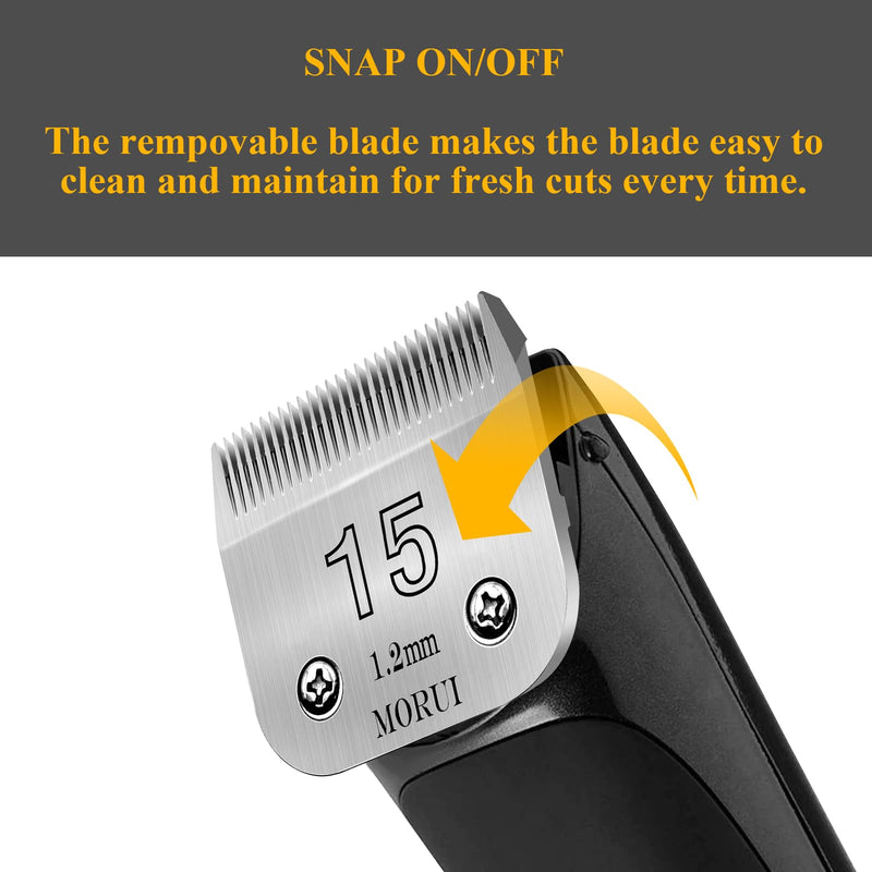 15 Cut Length 3/64"(1.2mm) Detachable Pet Dog Clipper Blades UltraEdge Series Clipper Blades for Dog Grooming Compatible with Most Andis,Oster A5 Wahl KM Series Clippers 15# 1.2mm
