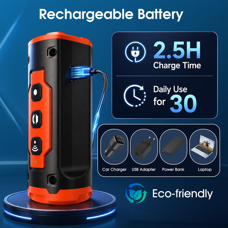 2026 New Dog Bark Deterrent Devices, 1-Touch Anti Barking Device for Dogs with 3 Sonic Heads, 50ft Range, Rechargeable & Safe Dog Training Tool with Flashlight, Helps Improve Behavior Coral Orange