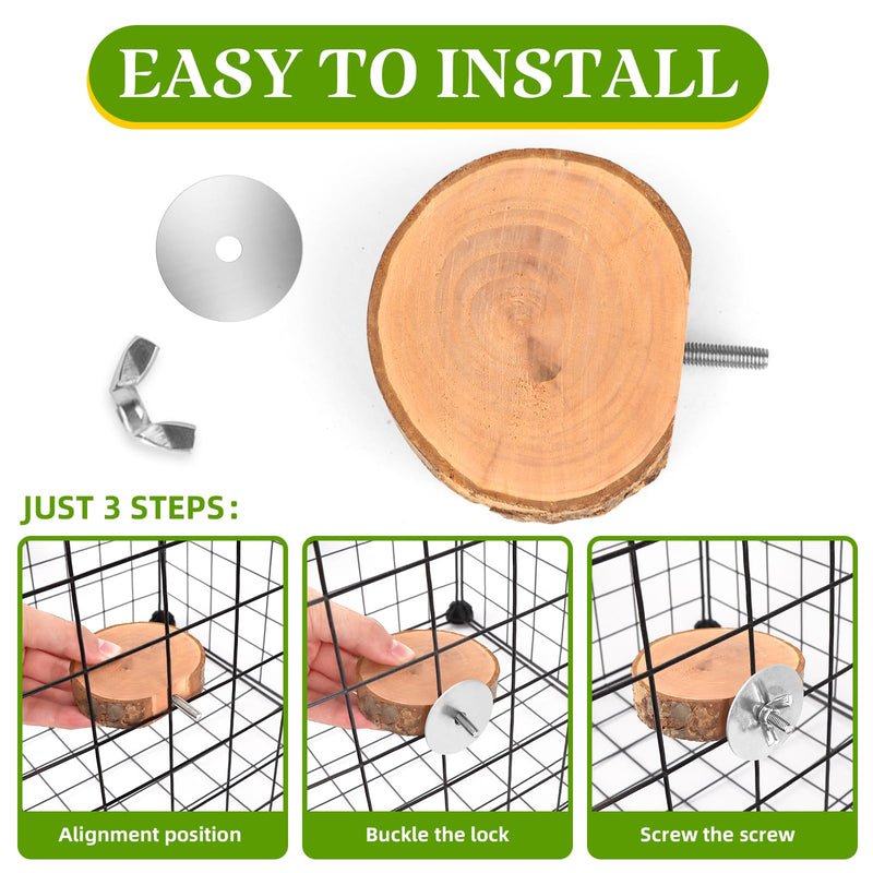 4PCS Natural Wood Round Bird Perch Platform for Cage - Parrot Perch Stand for Conures, Cockatiels, Budgies, Lovebirds, Parrotlets, Small Bird Cage Accessories