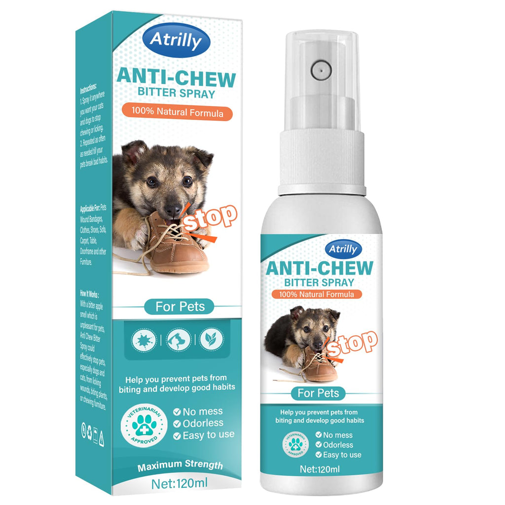Bitter Apple Spray for Dogs to Stop Chewing, 120ML No Chew Spray for Dogs, Natural Bitter Spray for Dogs Behavior Training, Indoor & Outdoor, Stay Away from Restricted Areas - PawsPlanet Australia