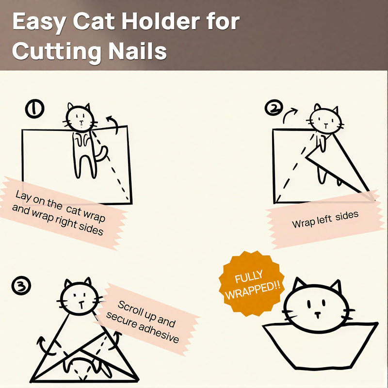 27.6" Cat Wrap, Cat Restraint, Cat Swaddle for Grooming, Self Adherent Cat Wrap, Device to Help Restraint Cat for Medicine, Cat Grooming Wrap for Cutting Nails, Safe Cat Grooming Wrap for Pet Owners - PawsPlanet Australia