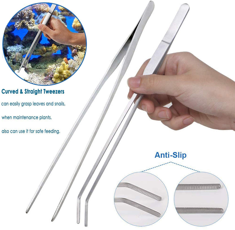 7 in 1 Aquarium Aquascaping Tools Kits,Stainless Steel Aquarium Plant Tools Tweezers Scissors Scrapers for Aquarium Tank Clean Fish Tank Aquascape Tools Sets 7in1 12inch