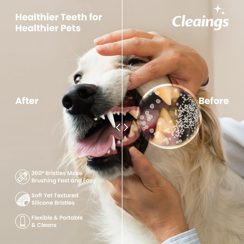 cleaings Dog Toothbrush and Toothpaste Set 4 Pack, Dog Finger Toothbrush with Flavoured Toothpaste, 360° Silicone Pet Toothbrush for Dogs & Cats, Tartar Removal & Fresh Breath, Mixed Flavour Multicolor-mix Flavor