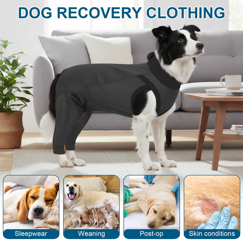 Dog Body After Surgery, Protective Suit Dog After Castration, Wound Protection Suit Dogs, Aftertreatment Suit Dogs, Anti-Leak Body, Breathable, Cotton, Adjustable, Black, XL
