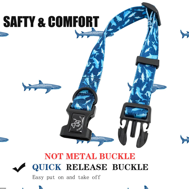 Elegant little tail Dog Collar with Leash, Shark Print Pet Collar Leash Adjustable Collar for Small Medium Large Dogs Soft Puppy Collars with Quick Release Buckle Girl Boy Dog Collars Small (Pack of 1)