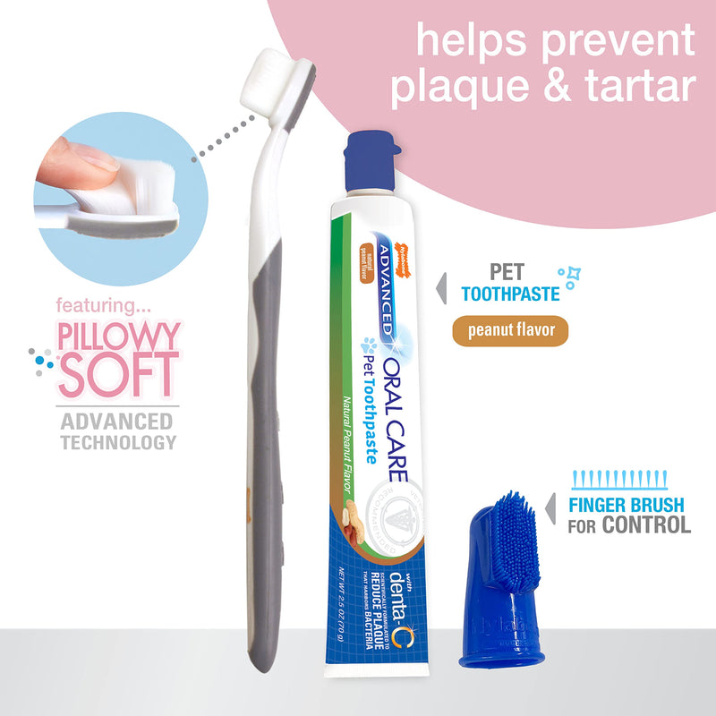Nylabone Advanced Oral Care Puppy Dental Kit with Pillowy Soft-Bristle Toothbrush Peanut Butter (3 Count)