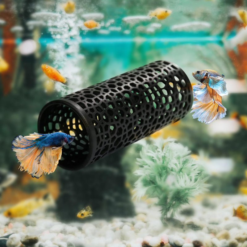 Betta fish toys,Betta tunnel black,Small hole Hollow Betta Fish cave,safer for small fish shrimp Betta guppies,Aquarium decor Fish Tank accessories decorations Hideout Tube - PawsPlanet Australia