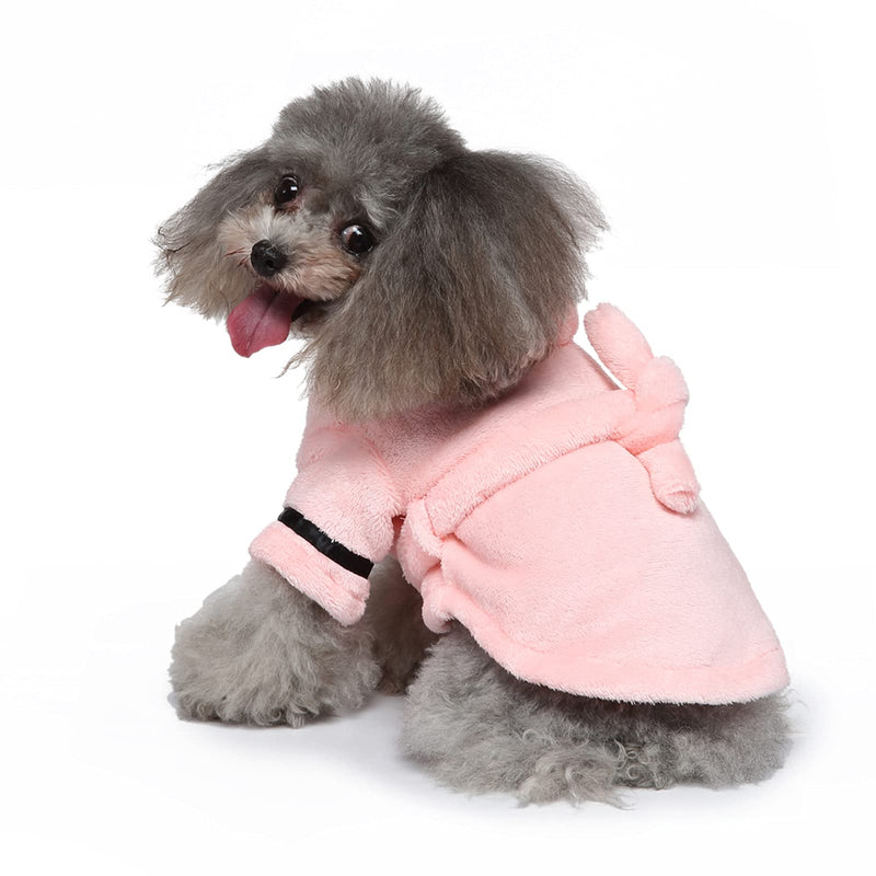 Petyoung Pet Bathrobe Dog Pajama Thickened Hooded Bathrobe Quick Drying and Super Absorbent Dog Bath Towel Soft Pet Nightwear for Puppy Small Dogs Cats Pink Medium - PawsPlanet Australia