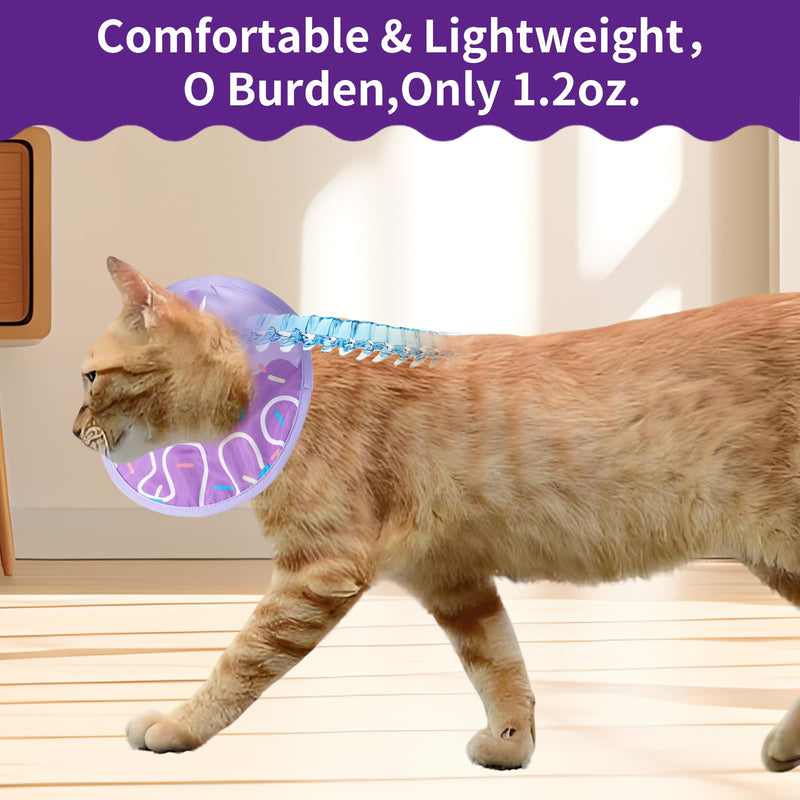 Cat Recovery Collar Lightweight Soft Cats Cone Cute Donut Shape Adjustable Fasteners Waterproof Pet Collar After Surgery to Prevent Licking for Kitten and Puppy (Purple, Extra Small) Purple